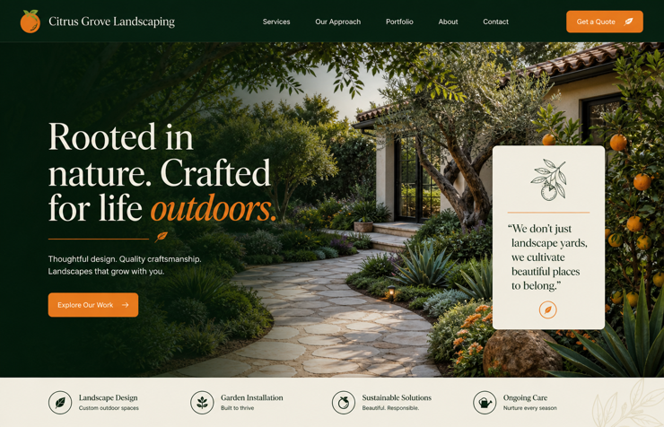 Citrus Grove Landscaping website concept