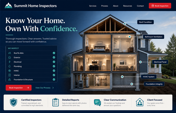 Summit Home Inspectors website concept