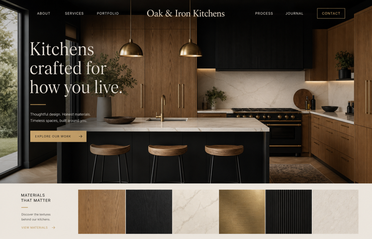 Oak & Iron Kitchens website concept