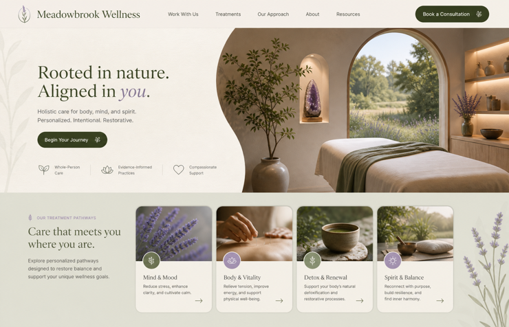 Meadowbrook Wellness website concept