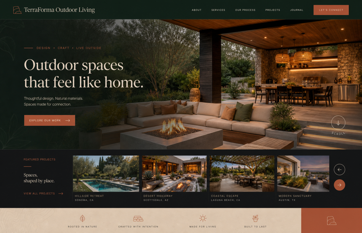 TerraForma Outdoor Living website concept