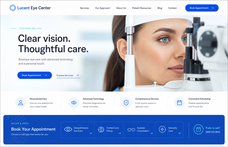 Lucent Eye Center website concept