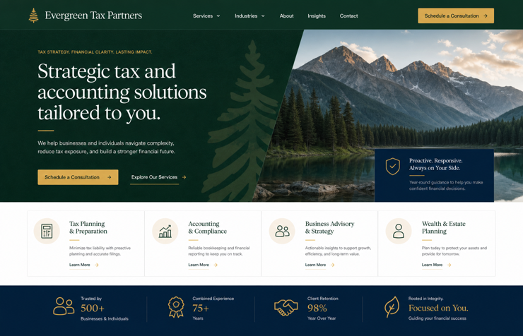 Evergreen Tax Partners website concept