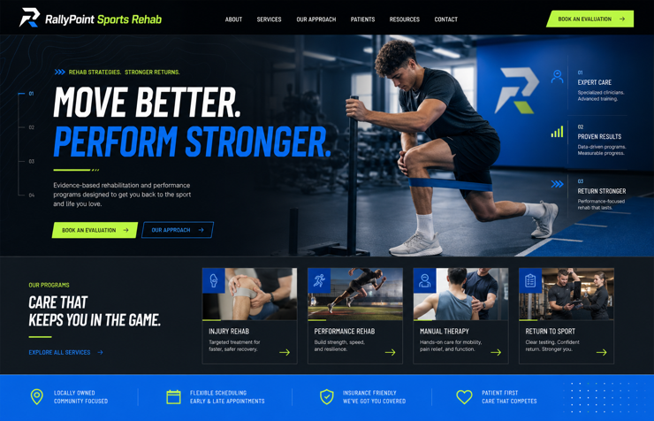 RallyPoint Sports Rehab website concept