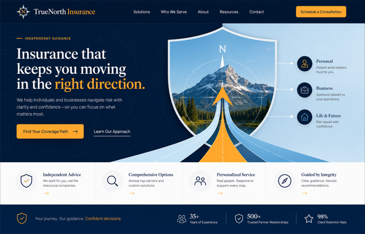 TrueNorth Insurance website concept