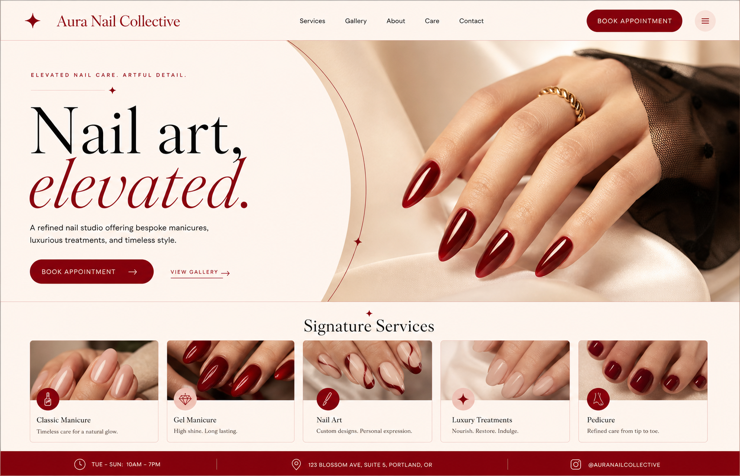 Aura Nail Collective website concept