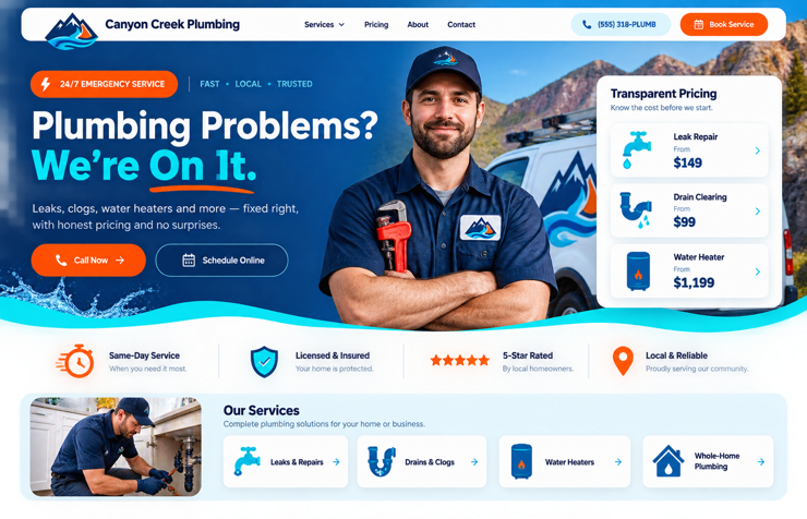 Canyon Creek Plumbing website concept