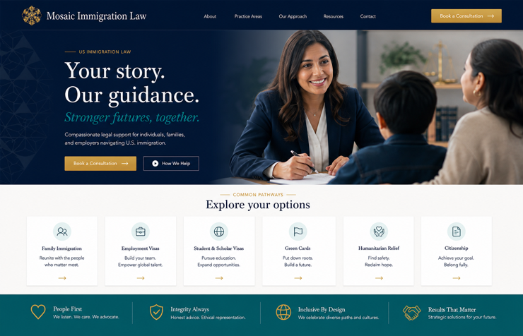 Mosaic Immigration Law website concept
