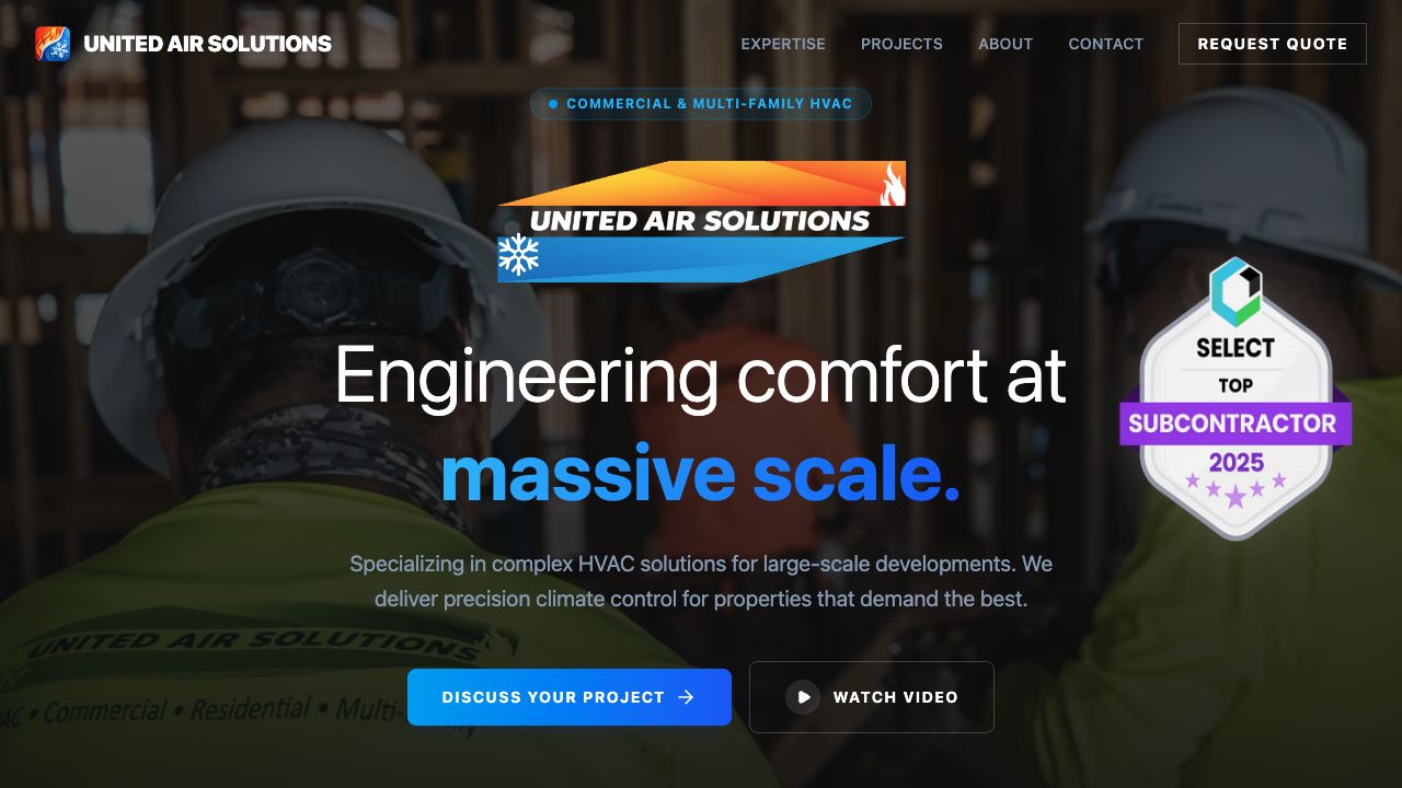 United Air Solutions LLC live website hero